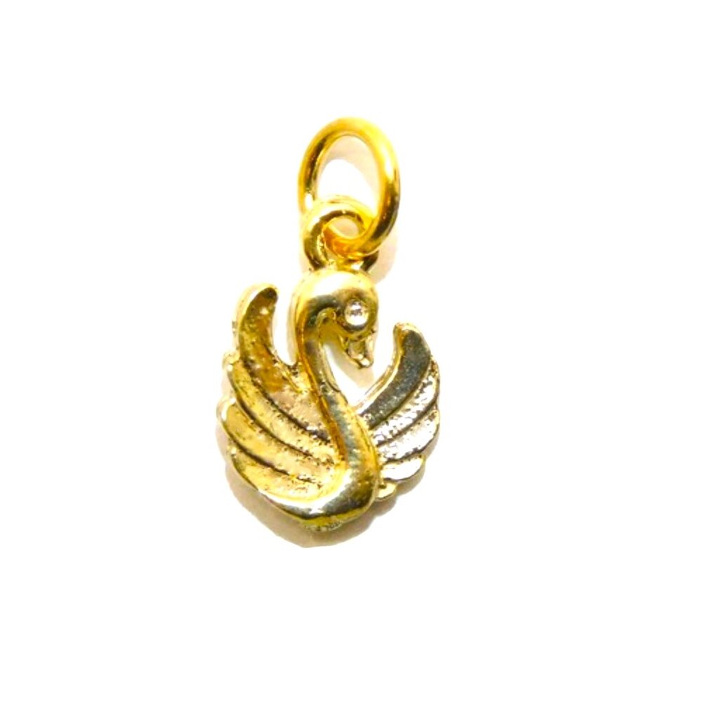 14K Cute Swan Yellow Gold Pendant Charm